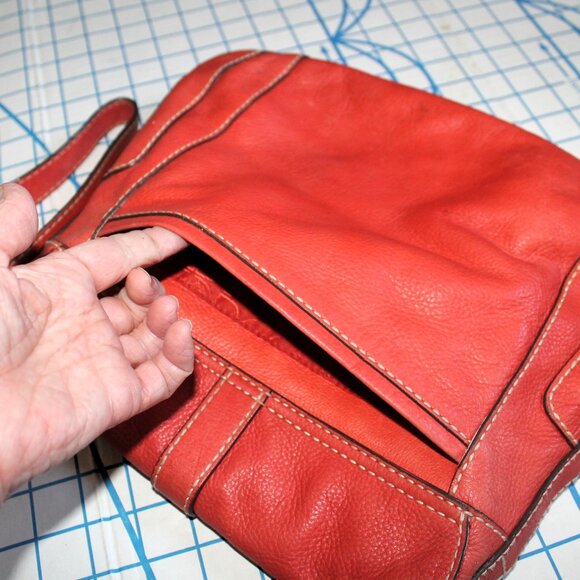 Fossil Pebbled Leather Shoulder Crossbody Messenger Bag, Salmon Pink, Very Nice! - Picture 3 of 7